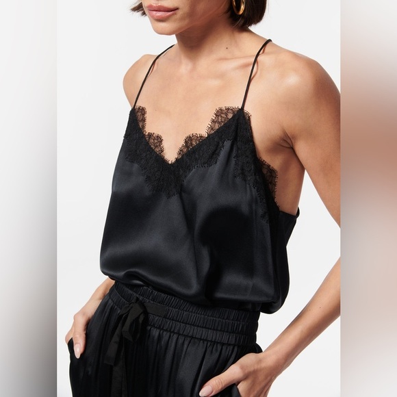 New! CAMI NYC Racer Charmeuse Lace Silk Cami in Black 🖤 Medium - Picture 8 of 12